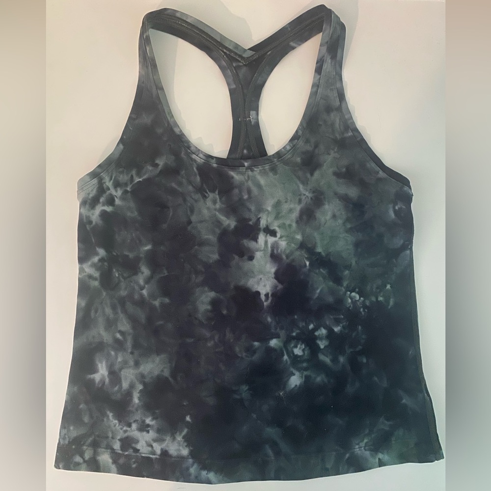 Cool Racerback Short Tank Top Nulu Diamond Dye Silver Blue